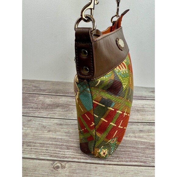 Spartina 449 Daufuskie Island Leather Fabric crossbody bag Boho EXCELLENT - Picture 10 of 16